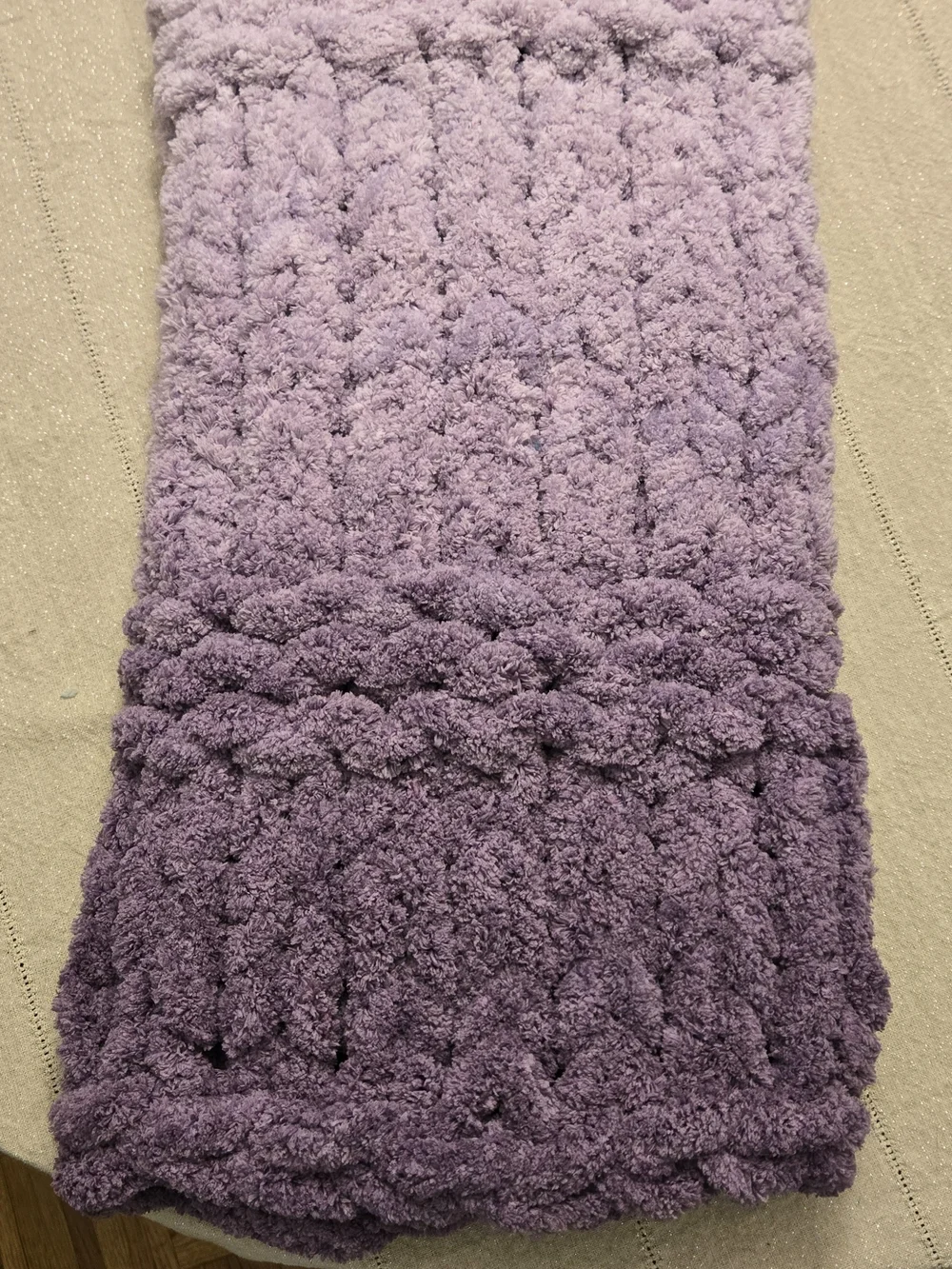 Plush Handmade/HandKnit Lavender Baby Blanket